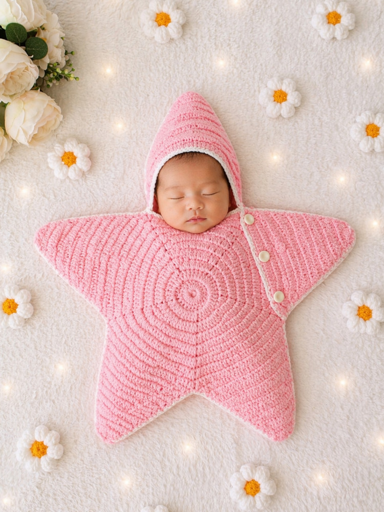 Image of Woonie Newborn Star Shaped Photography Prop - Pink