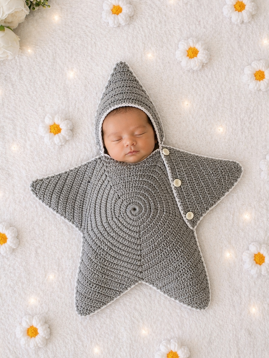 Woonie Newborn Star Shaped Photography Prop - Grey