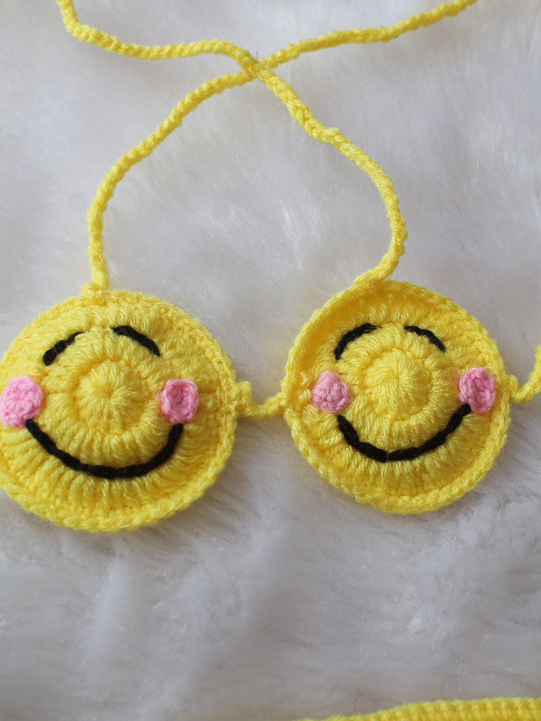 Woonie Smiley Designed Bikini Style Top & Diaper Photography Props - Yellow