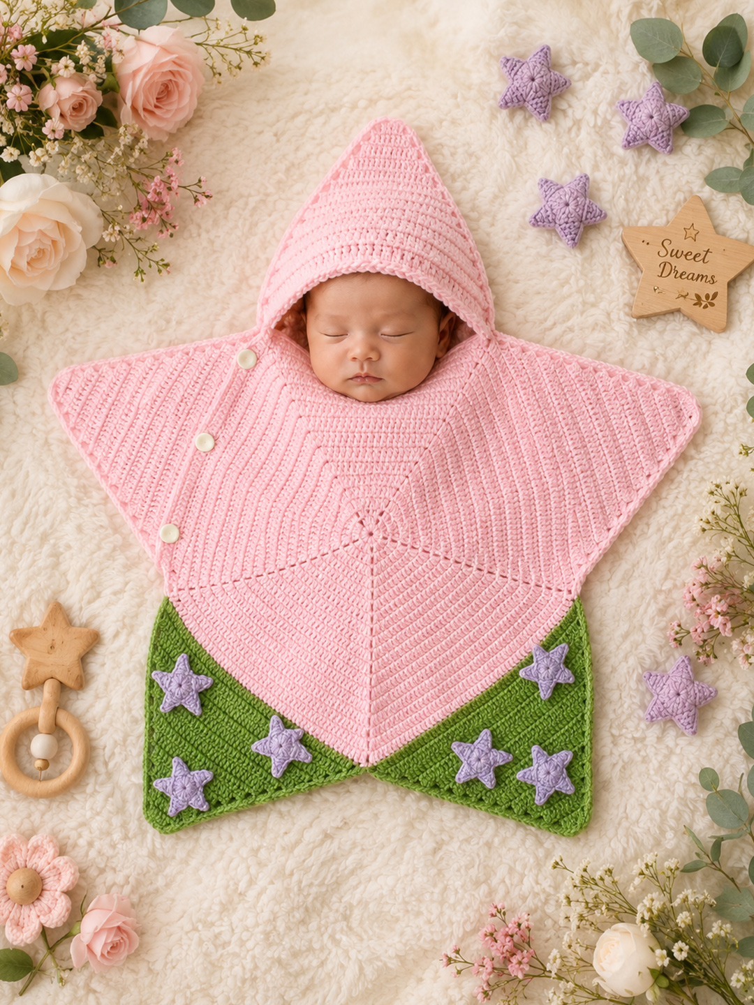Woonie StarSnug Baby Sleeping Bag - Pink