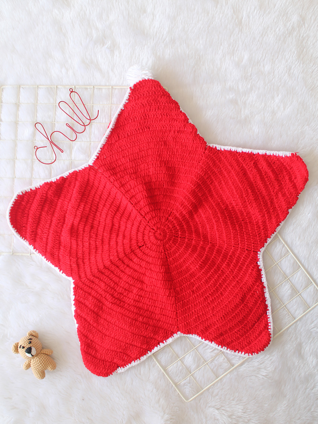 Woonie Newborn Star Shaped Christmas Applique Photography Prop - Red