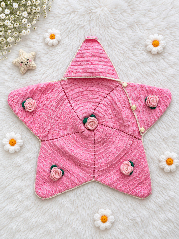 Image of Woonie Newborn Star Shaped Rose Applique Photography Prop - Pink