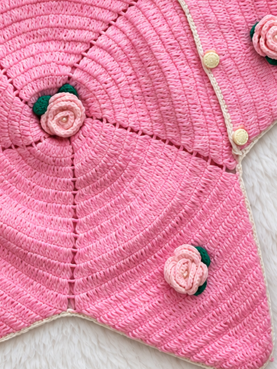 Woonie Newborn Star Shaped Rose Applique Photography Prop - Pink