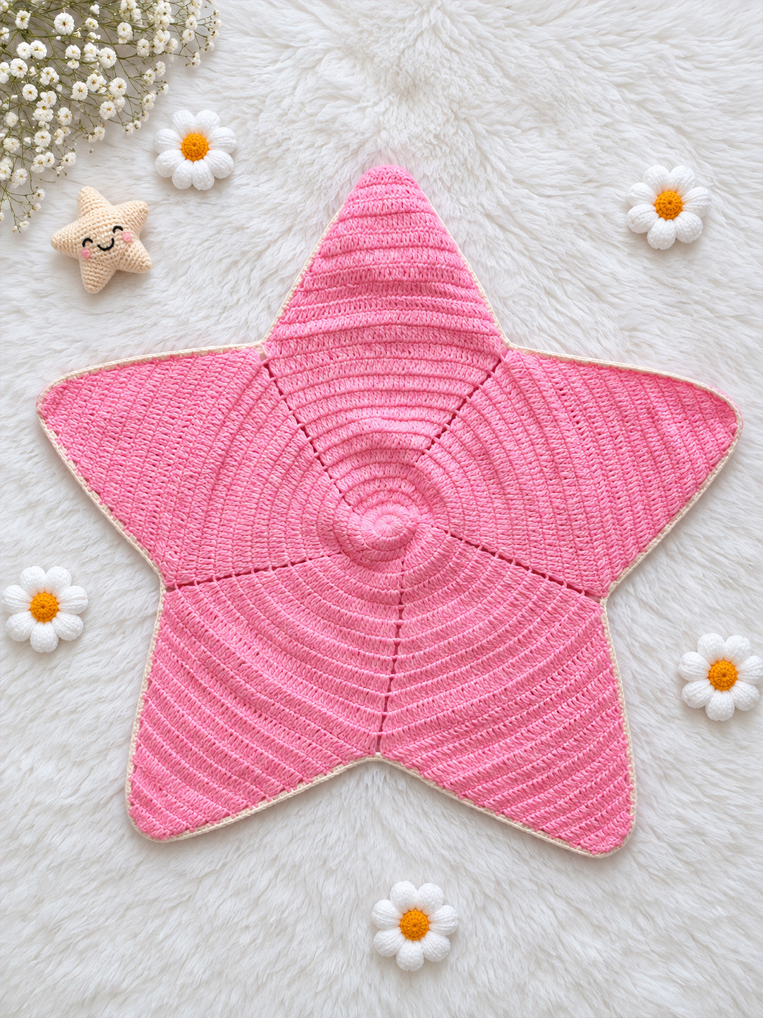 Woonie Newborn Star Shaped Rose Applique Photography Prop - Pink