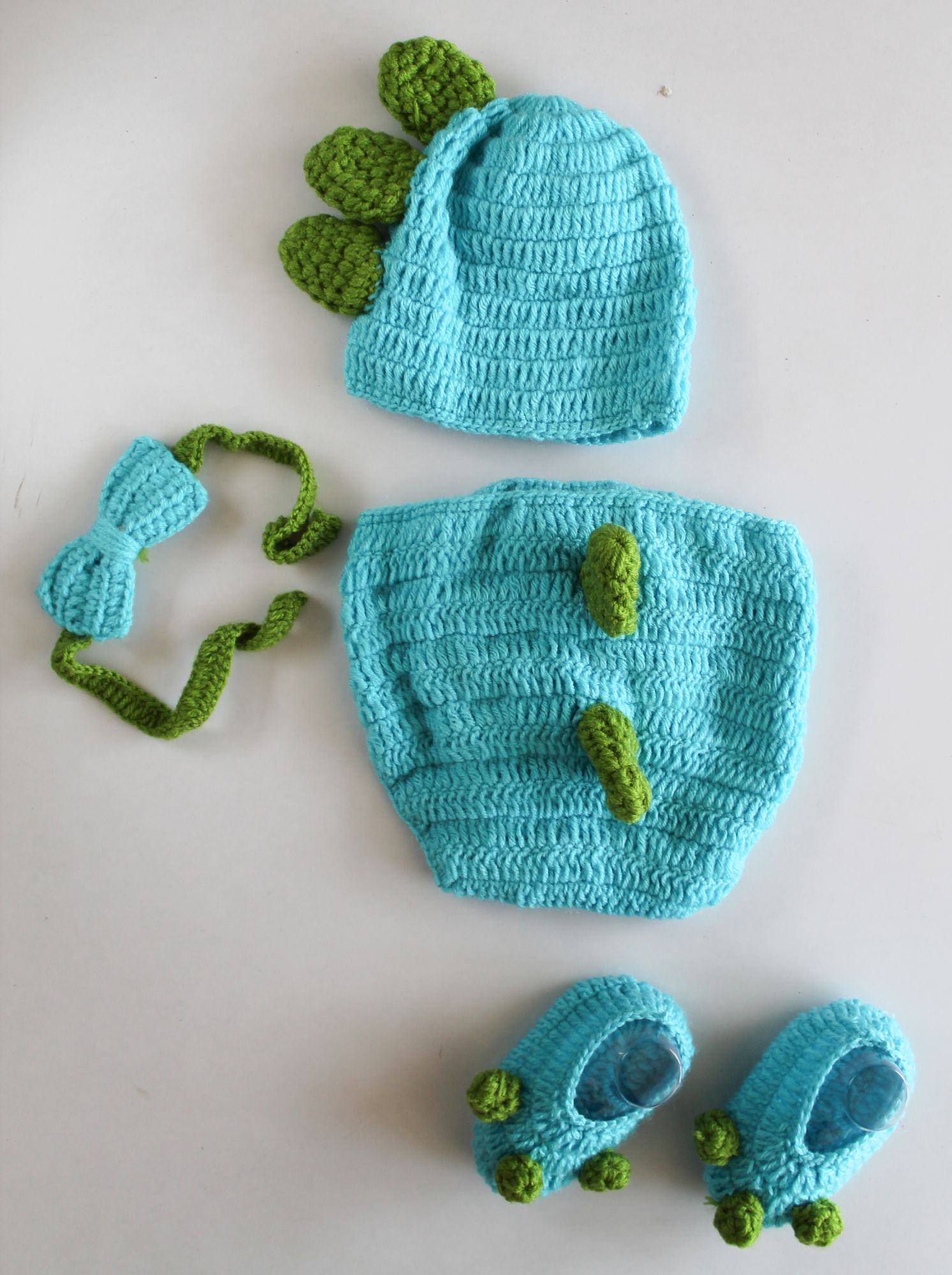 Woonie Solid Cap With Bloomer Hair Band & Booties - Blue