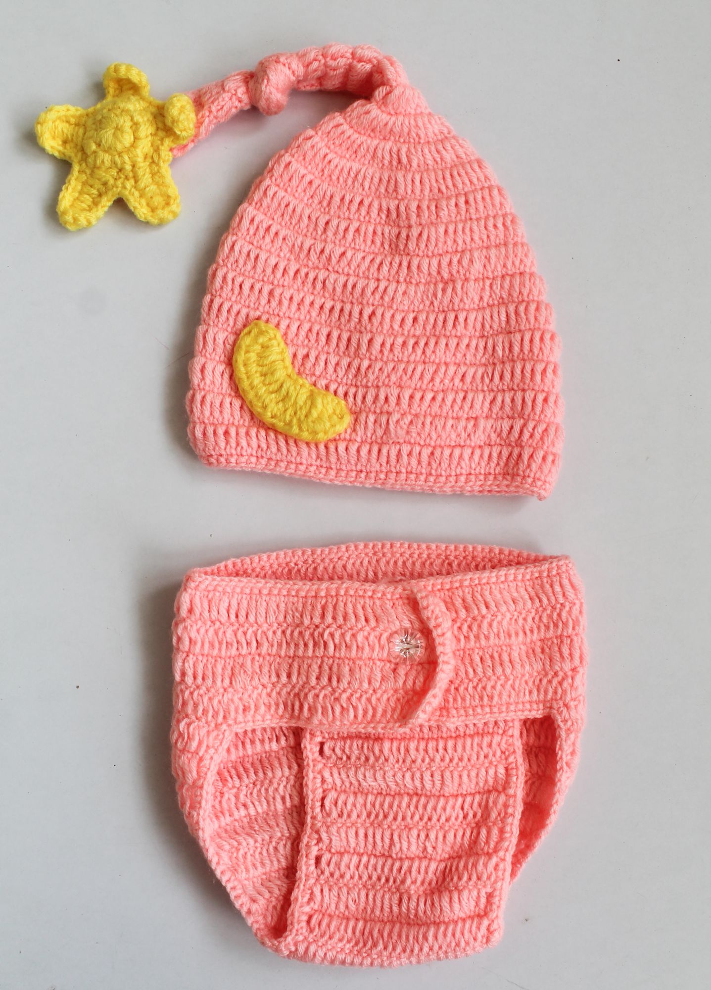 Woonie Star Detailing Cap With Bloomers - Peach