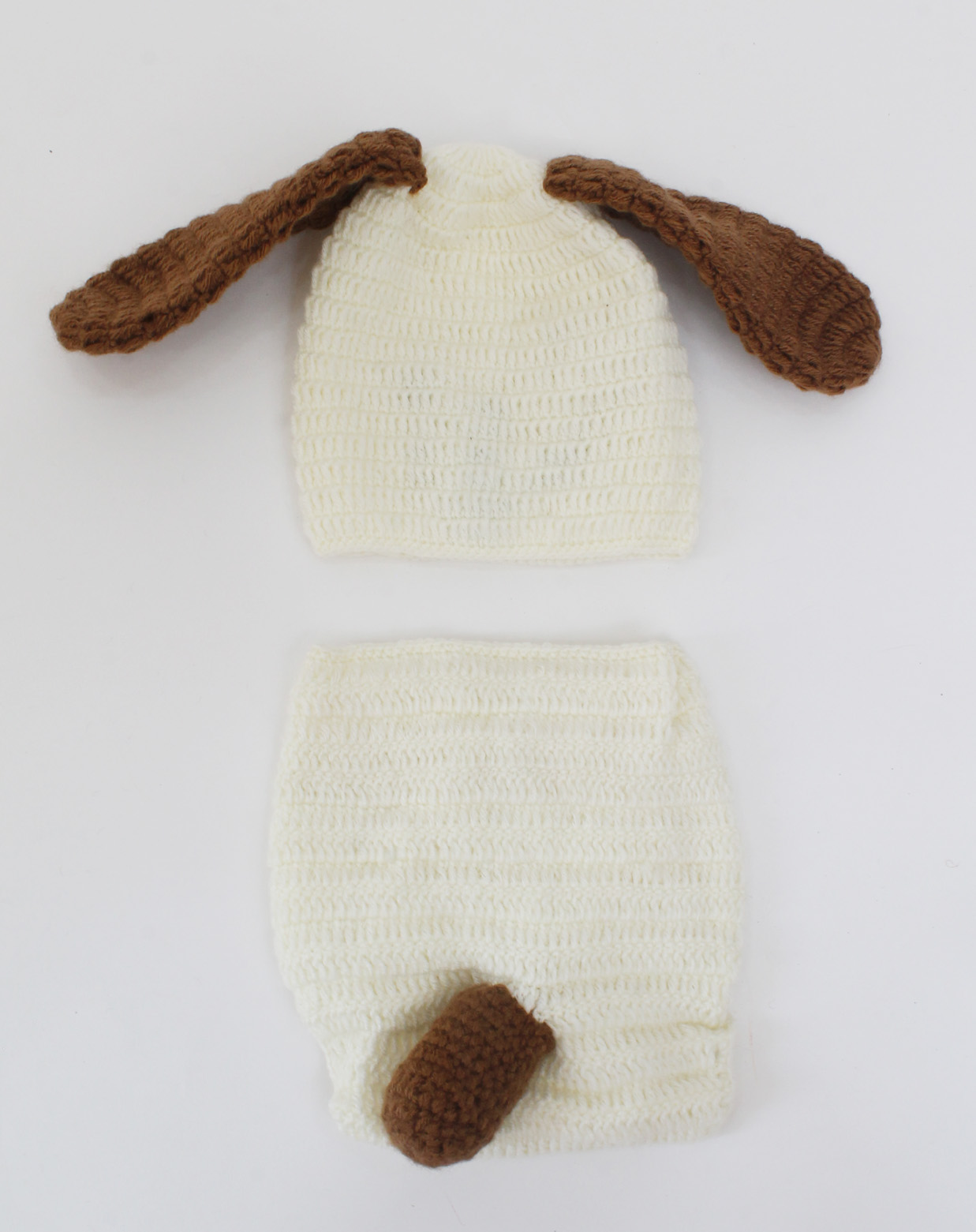 Woonie (Set of 2) Baby Designer Crochet Beautiful CostumeCream and Brown Photography Props