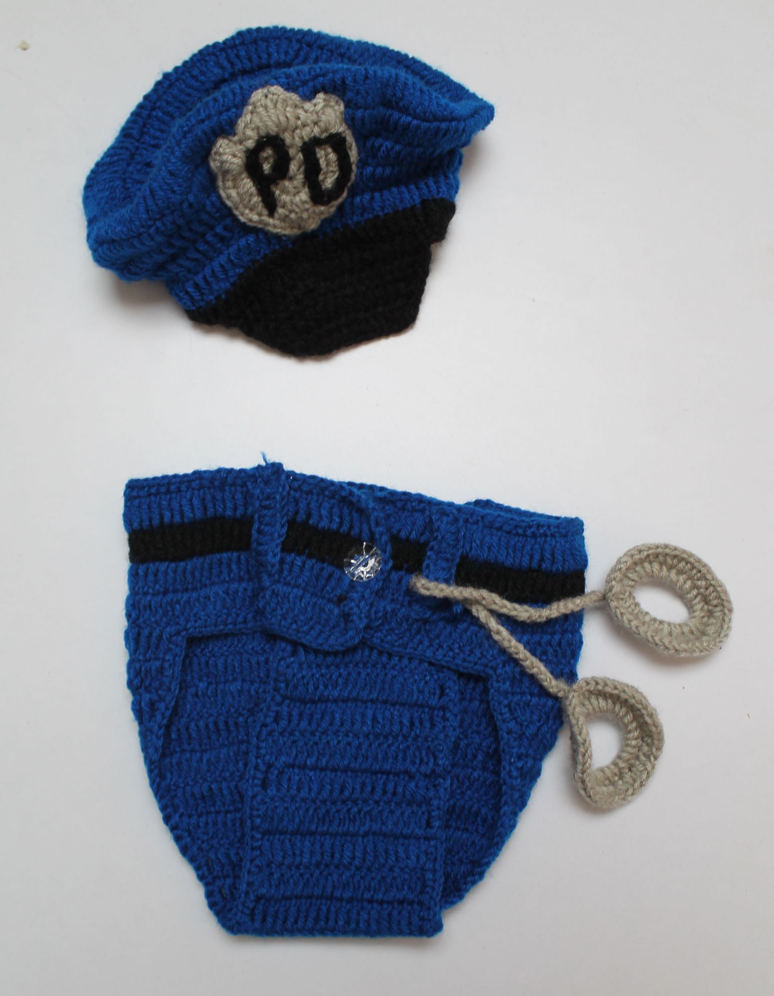 Police Theme Photoprop with Cap Bloomer & Handcuffs - Blue