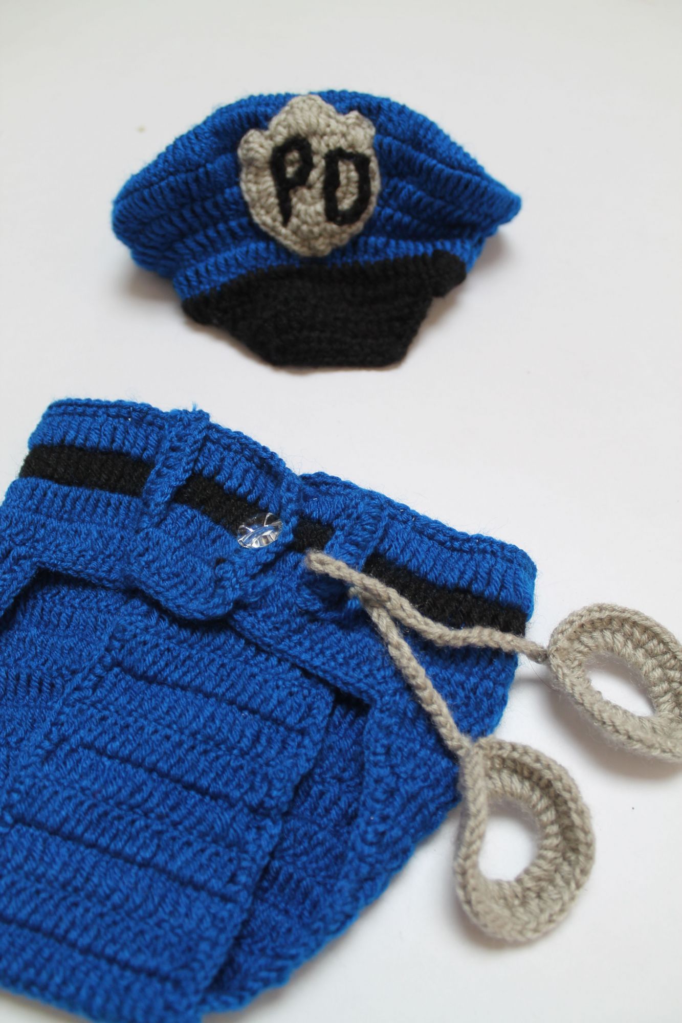 Police Theme Photoprop with Cap Bloomer & Handcuffs - Blue