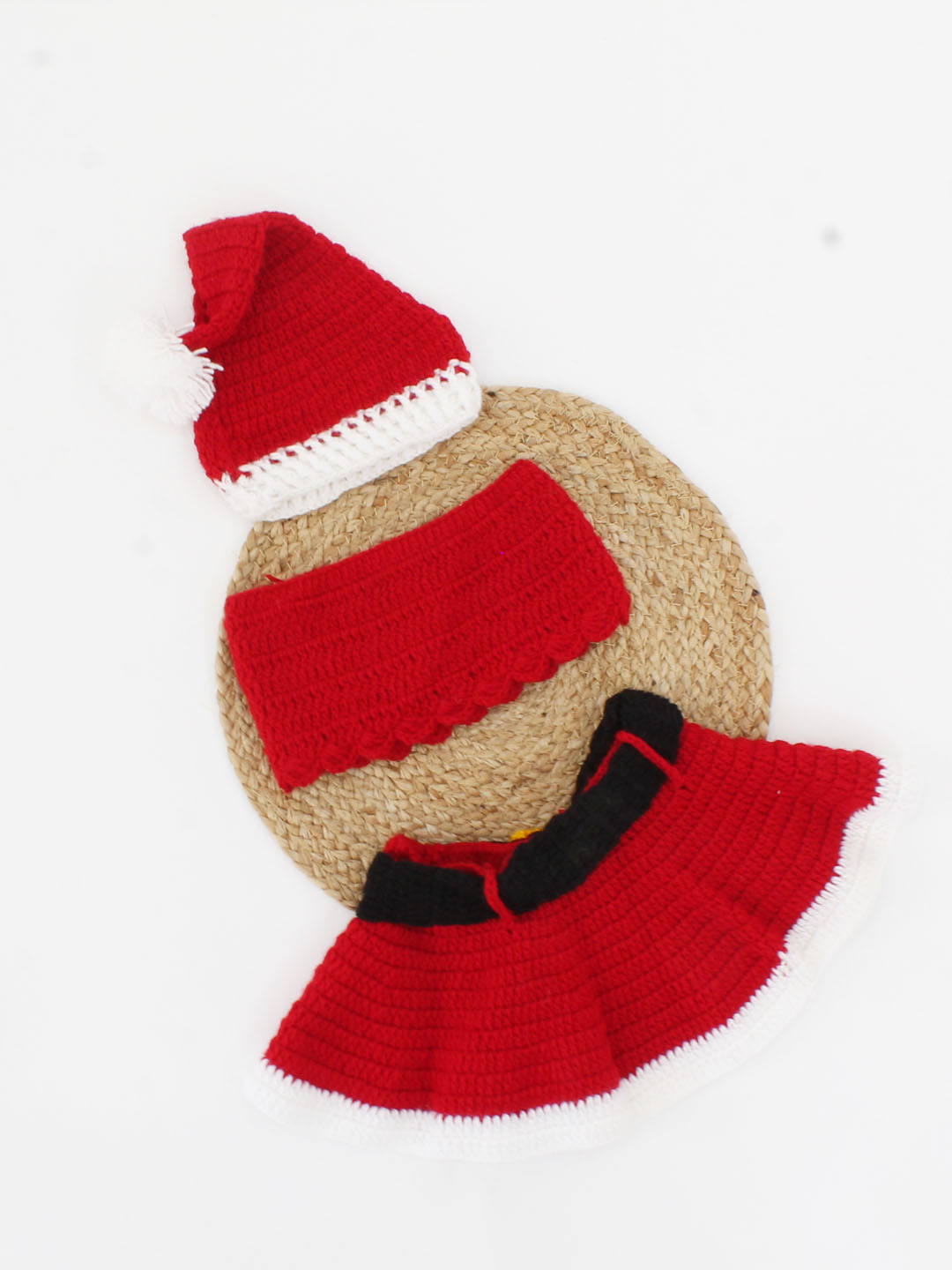 Woonie Infant Photography Prop Christmas Theme Set Of CapTop & Skirt - Red