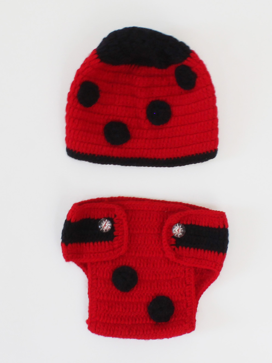 Woonie Infant Photography Bug Design Costume Set Of Cap & Bloomer - Red