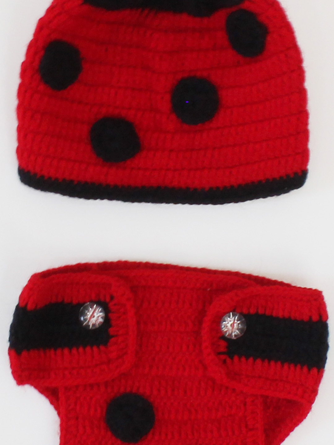 Woonie Infant Photography Bug Design Costume Set Of Cap & Bloomer - Red