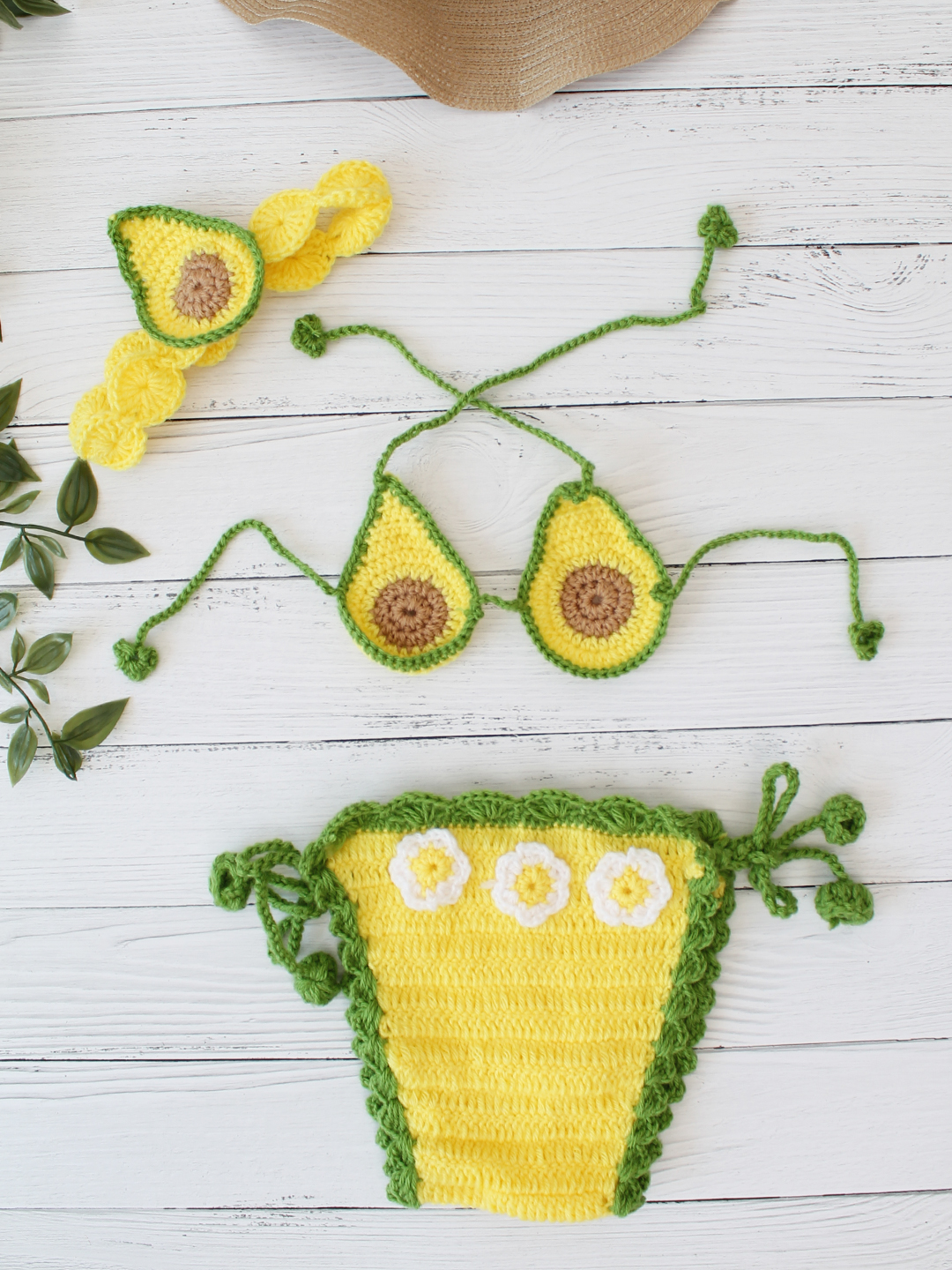 Bikini for Infants with Avocado Applique - Green