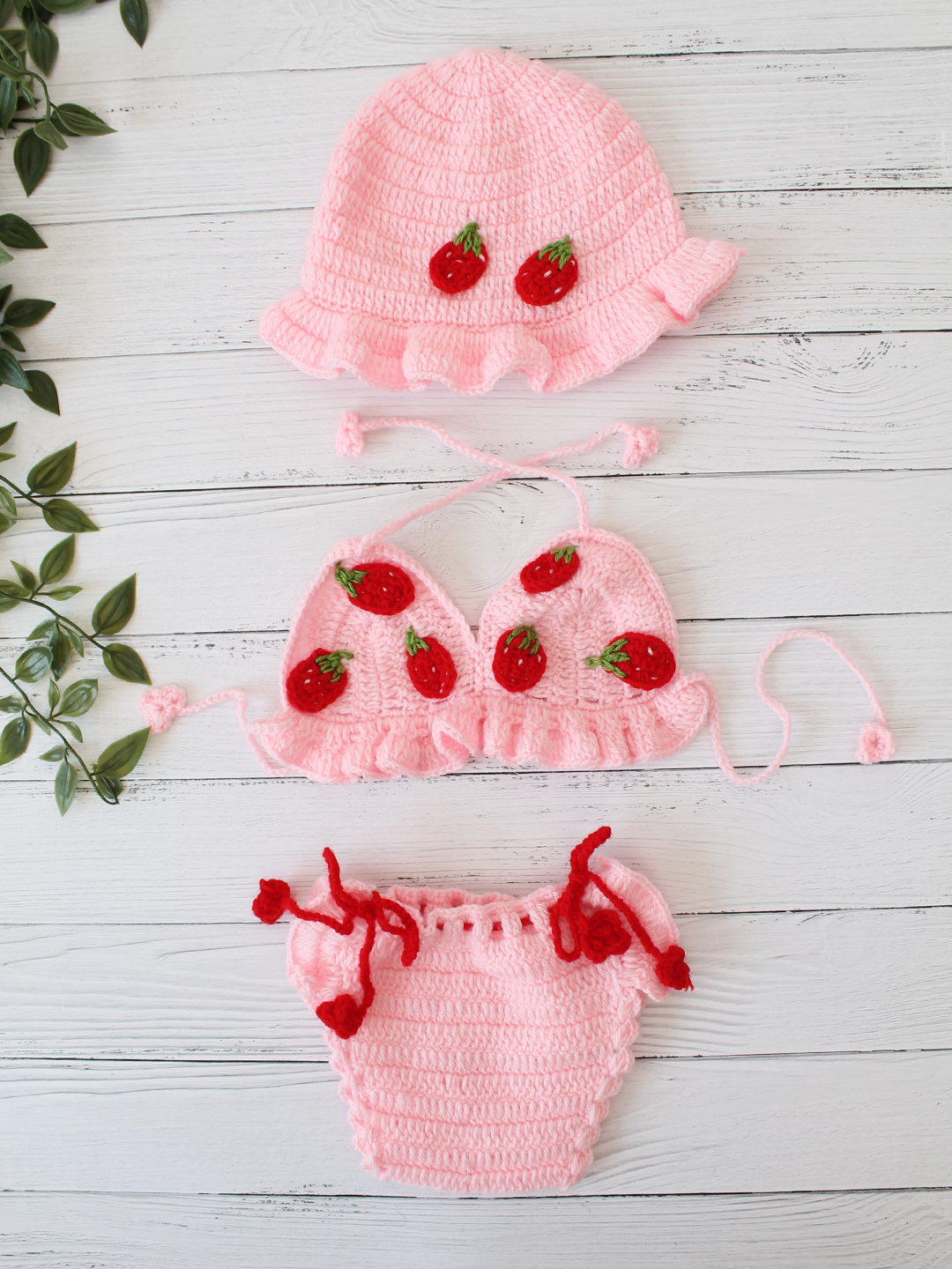 Strawberry Applique Preemie Photo Props - Pink
