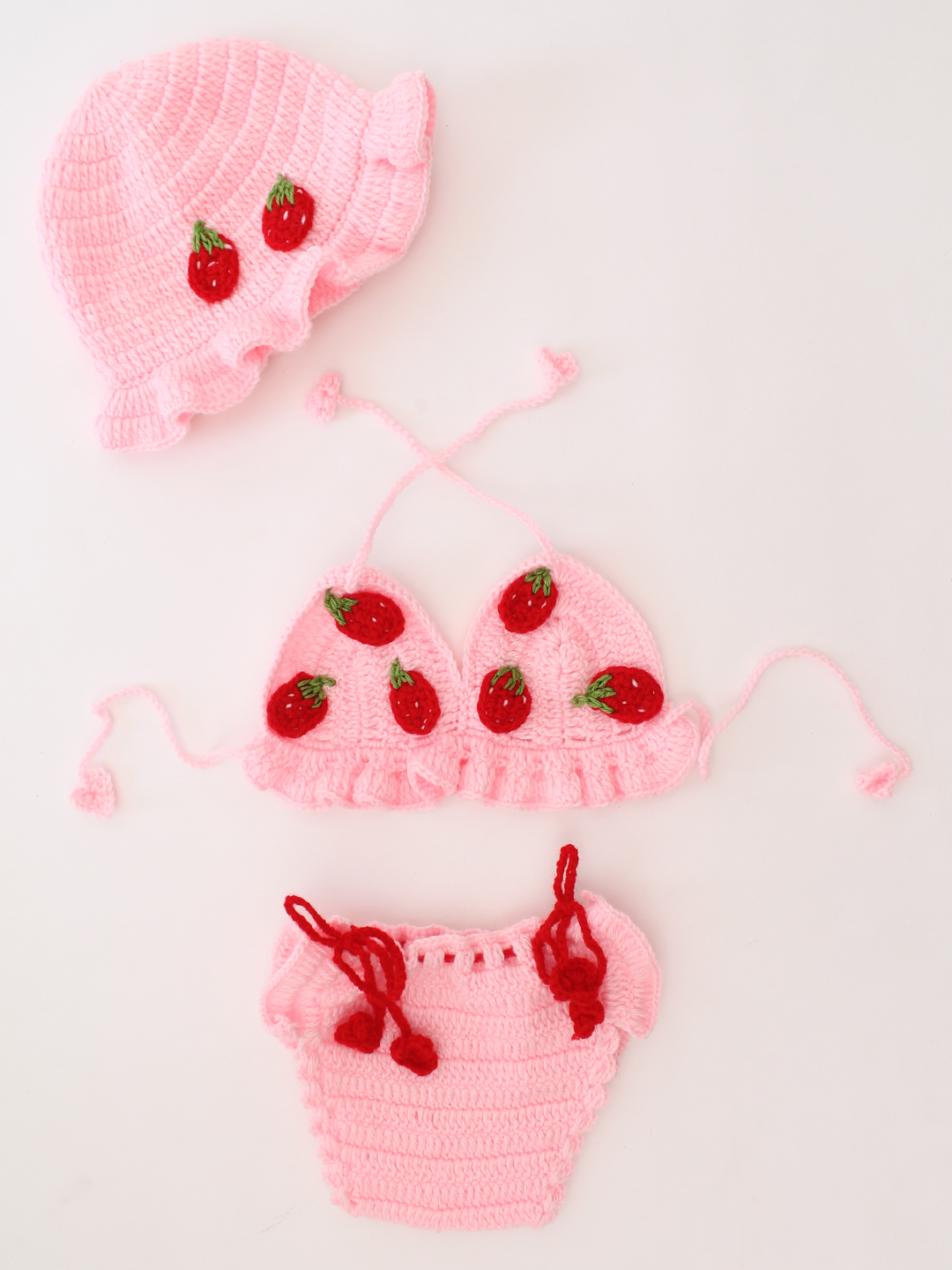 Strawberry Applique Preemie Photo Props - Pink