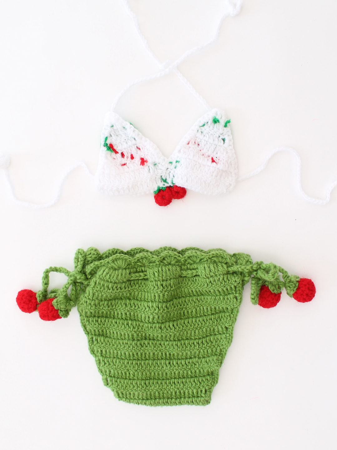 Cherries Applique Newborn Props - White