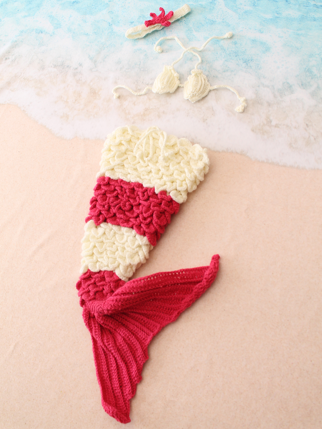 Mermaid Outfit Photography Prop with Headband - Cream