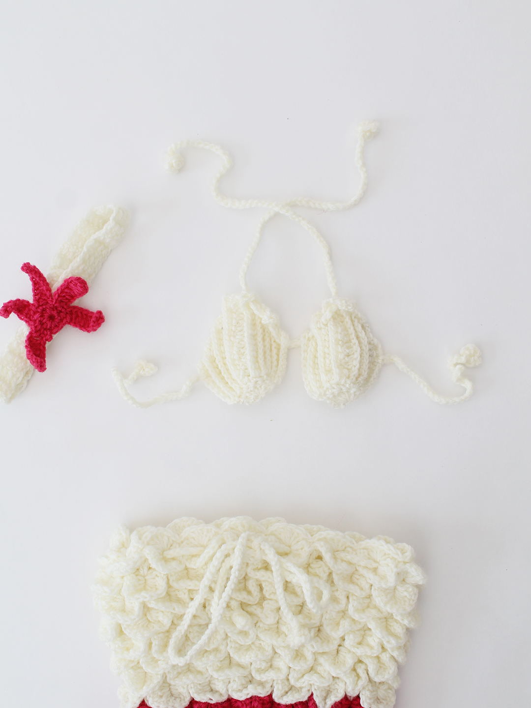 Mermaid Outfit Photography Prop with Headband - Cream