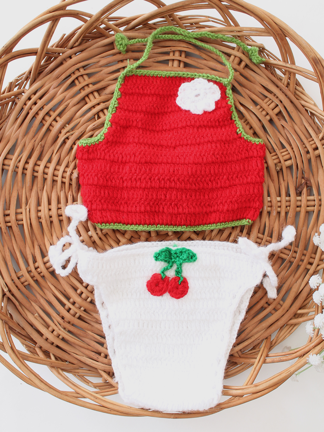 Cherries Bikini Style Photography Prop for Newborn - Red