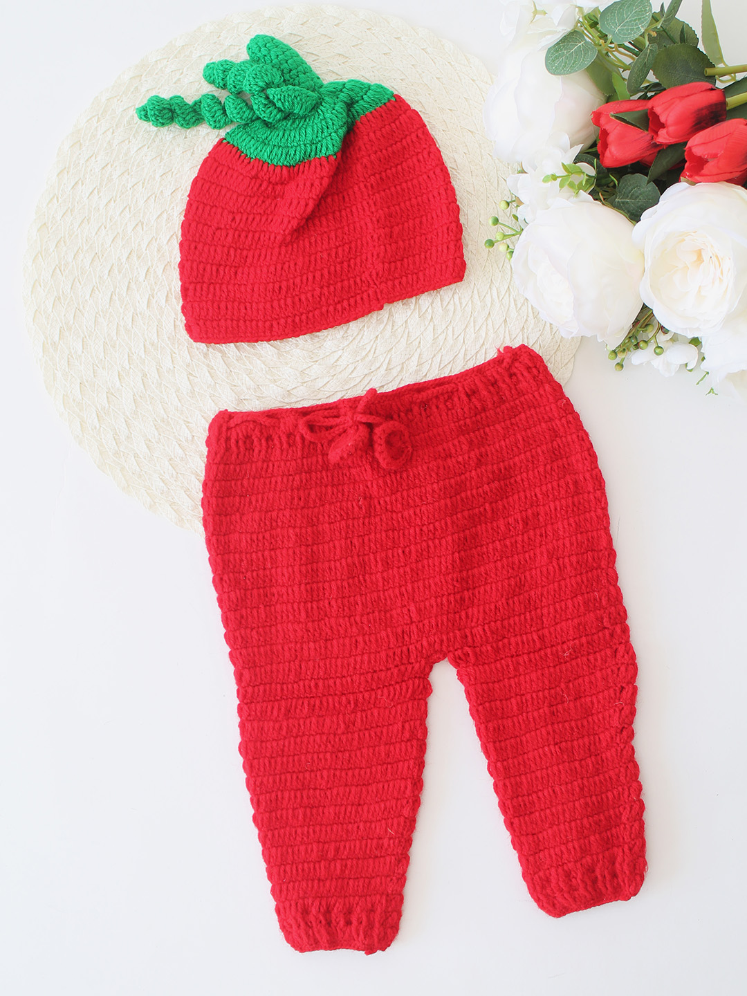 Tomato Theme Baby Photoshoot Dress - Red