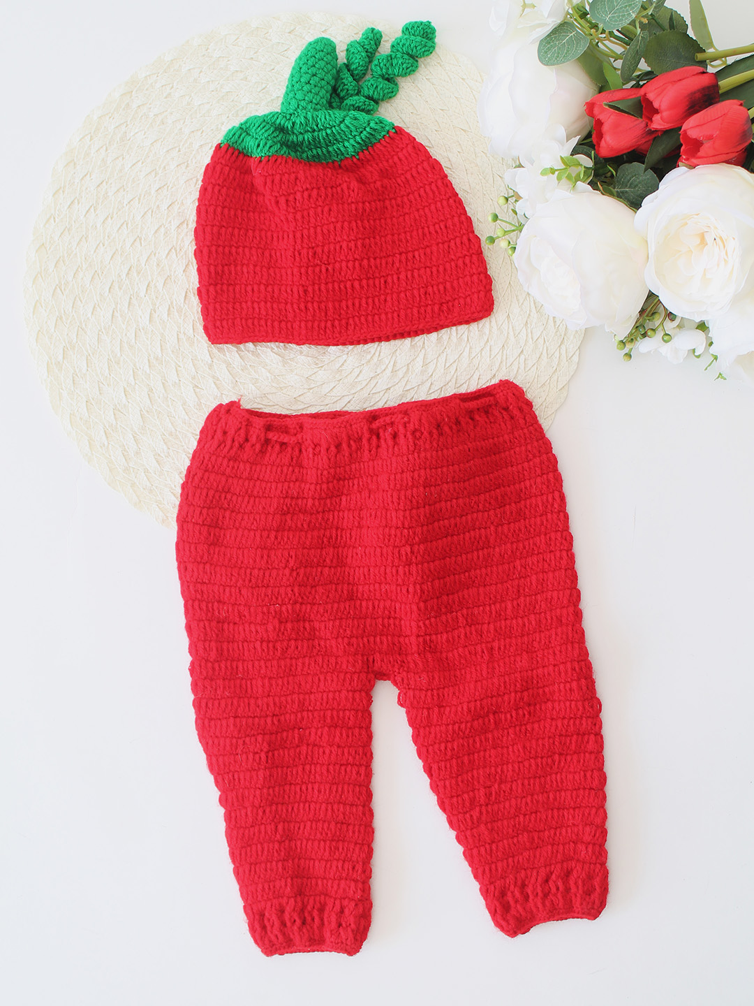 Tomato Theme Baby Photoshoot Dress - Red