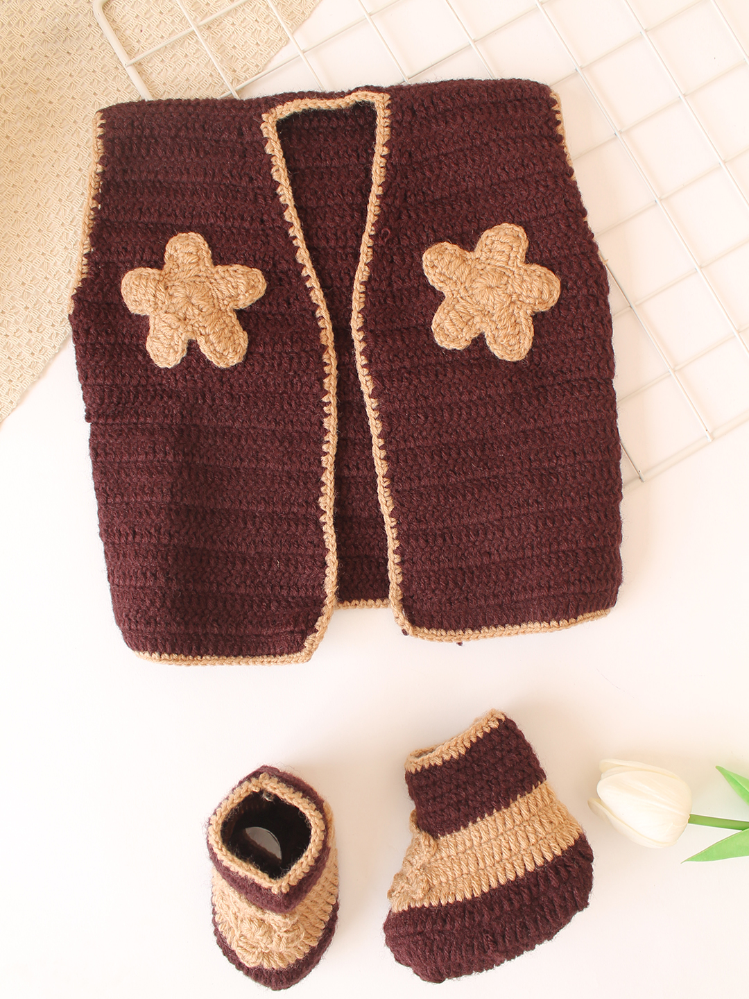 Cowboy Jacket with Boots Newborn Costume - Brown