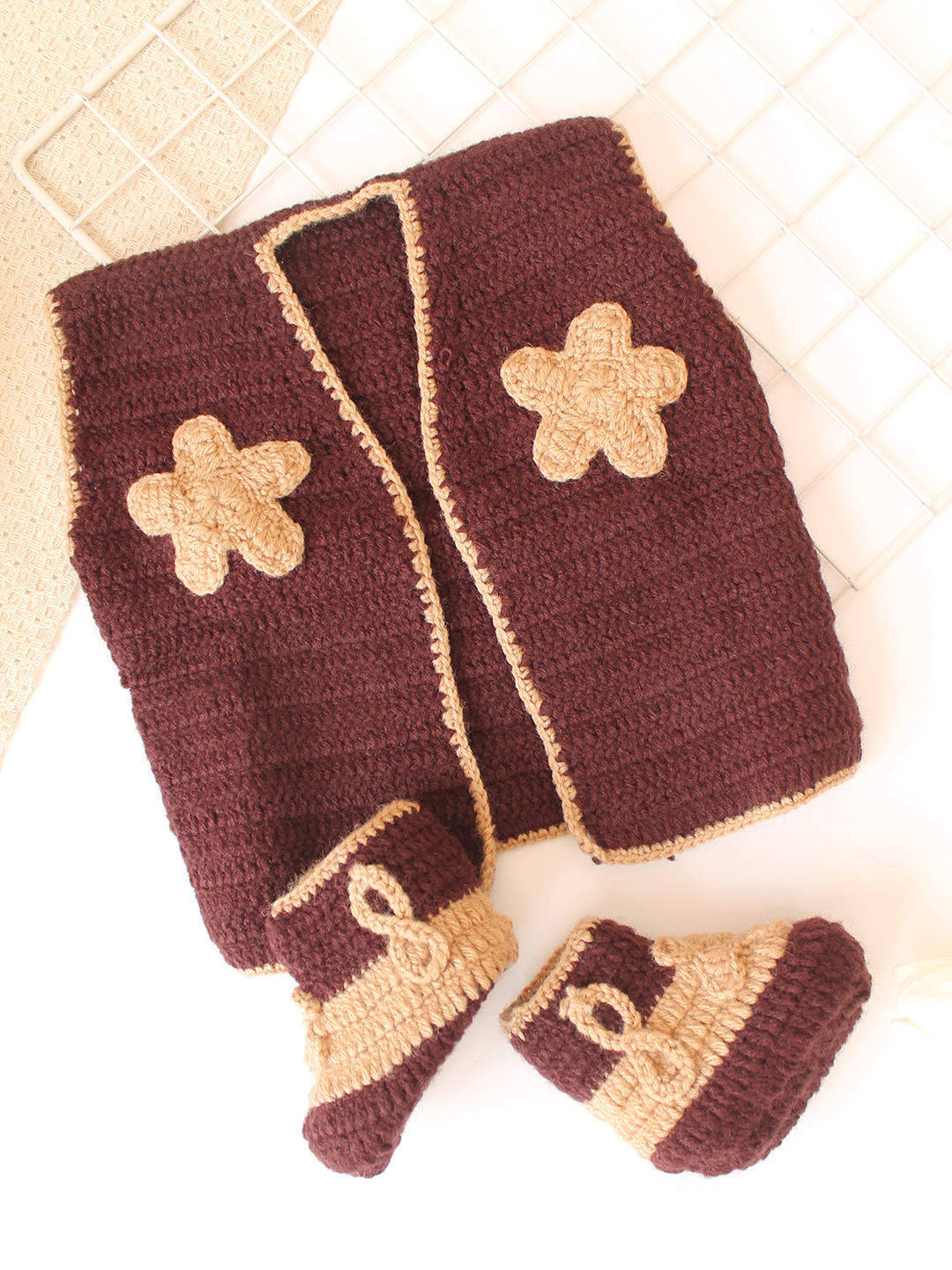 Cowboy Jacket with Boots Newborn Costume - Brown