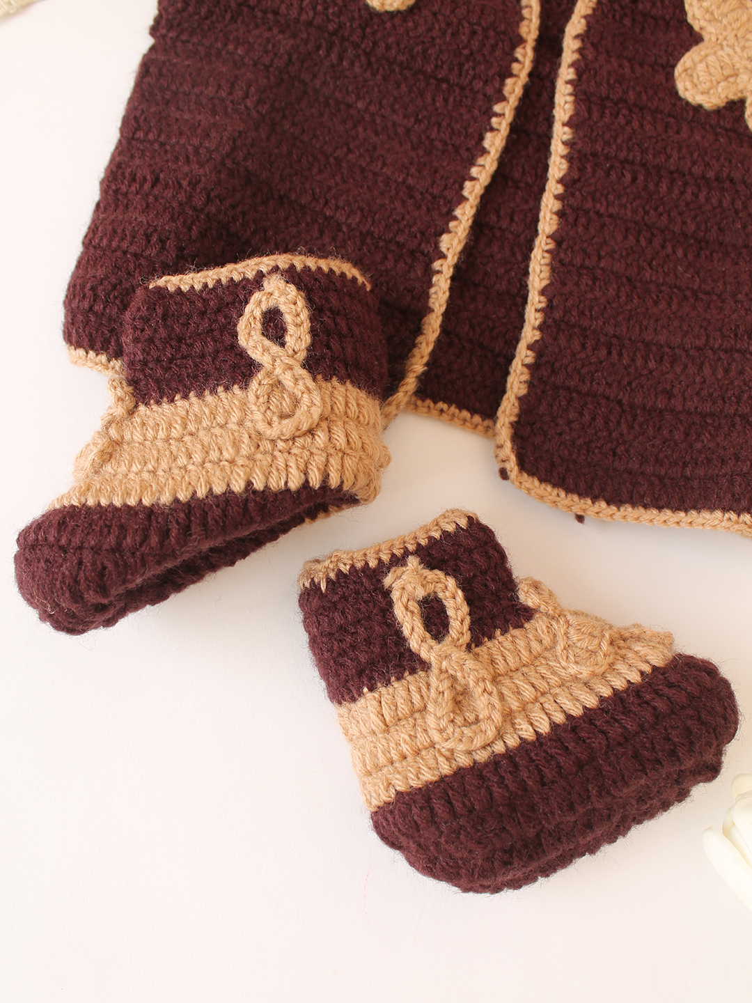 Cowboy Jacket with Boots Newborn Costume - Brown