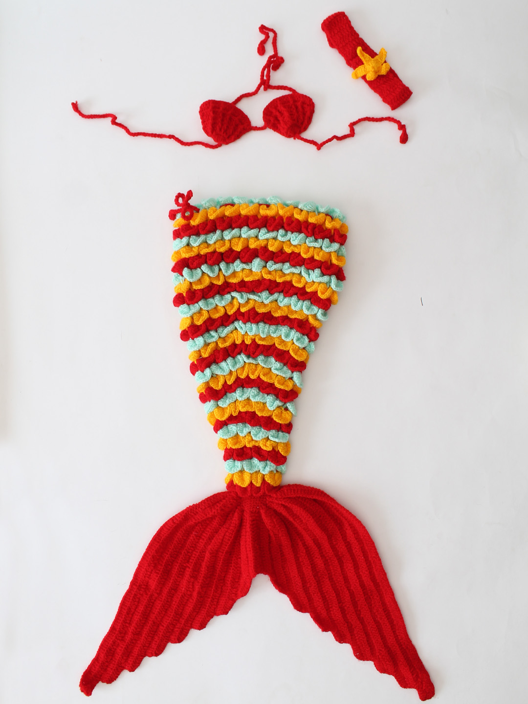Crocodile Stitch Mermaid Newborn Dress - Red