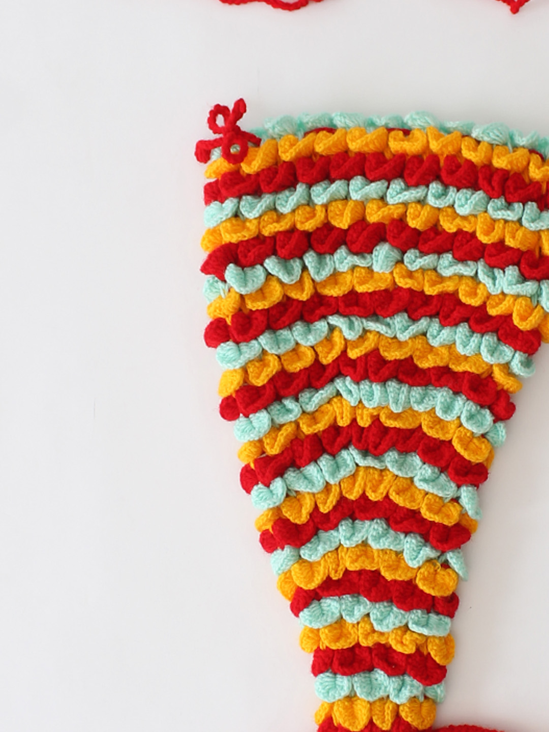Crocodile Stitch Mermaid Newborn Dress - Red