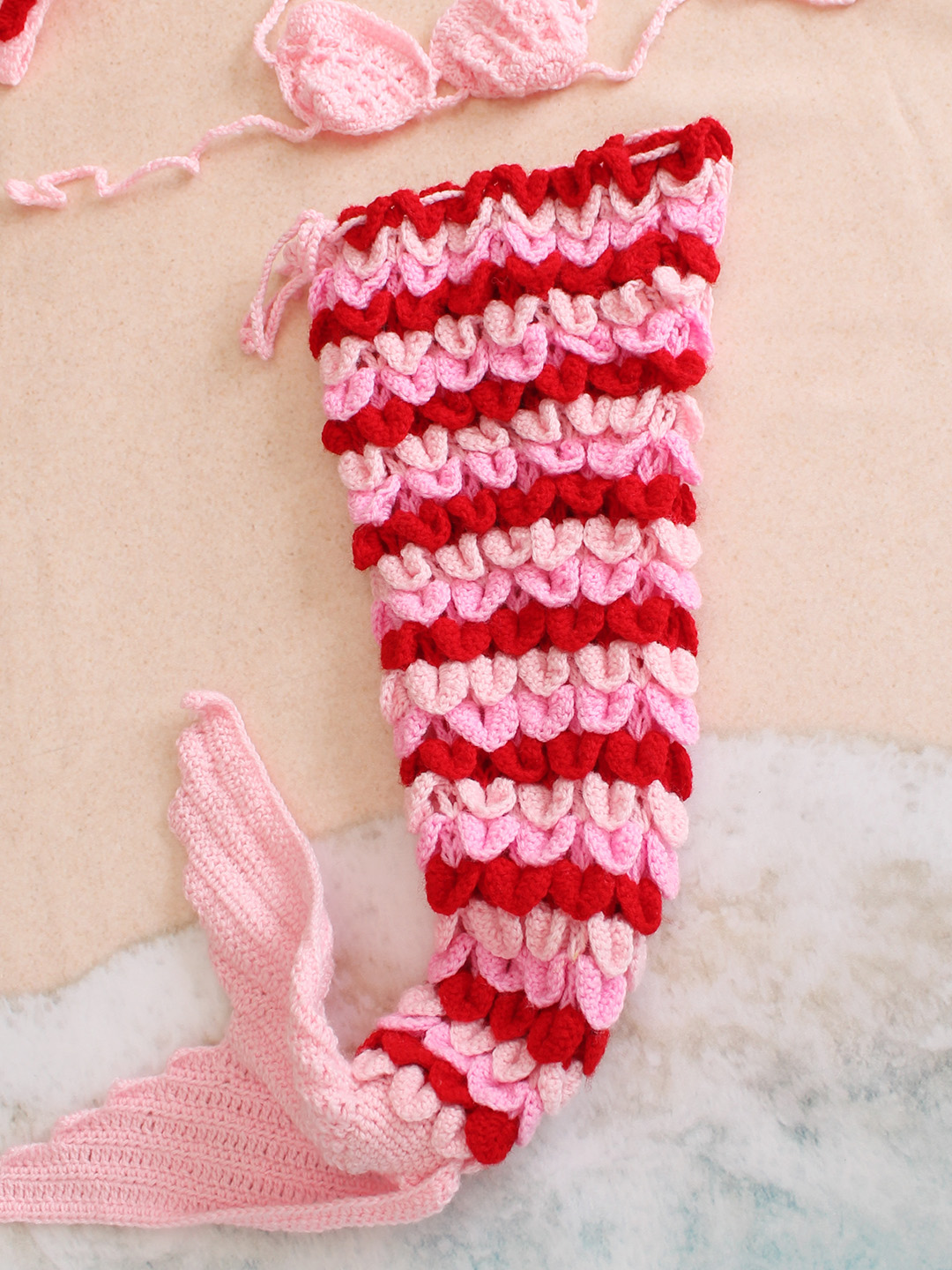Crocodile Stitch Mermaid Baby Photoshoot Dress - Pink