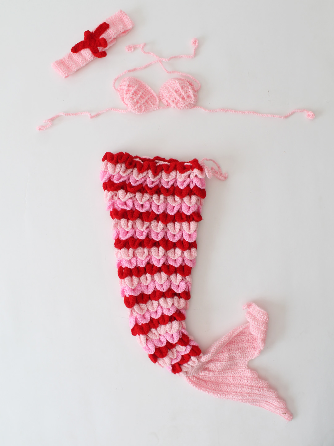 Crocodile Stitch Mermaid Baby Photoshoot Dress - Pink