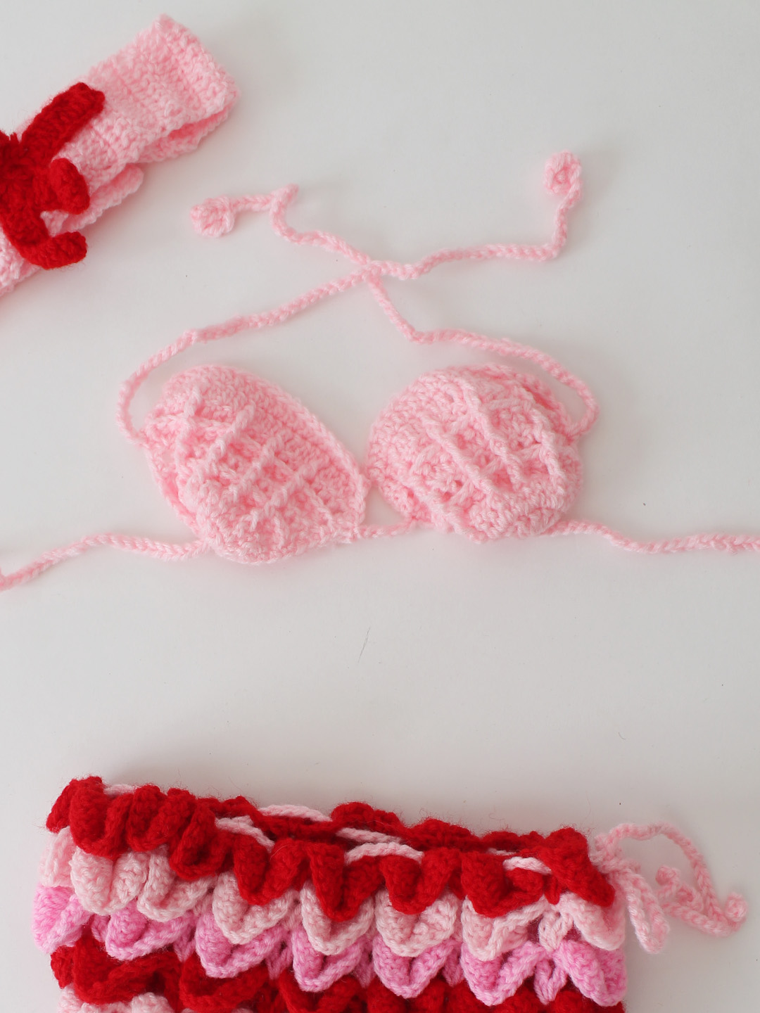 Crocodile Stitch Mermaid Baby Photoshoot Dress - Pink