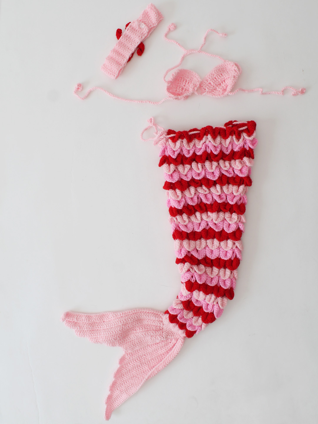 Crocodile Stitch Mermaid Baby Photoshoot Dress - Pink