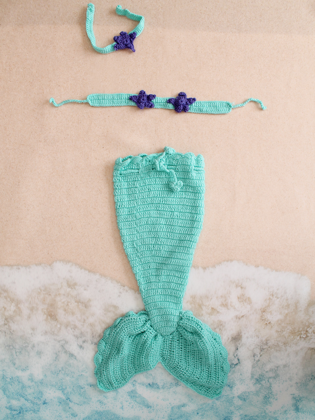 Infant Girls Tale Costume Mermaid Photography Prop Set - Green