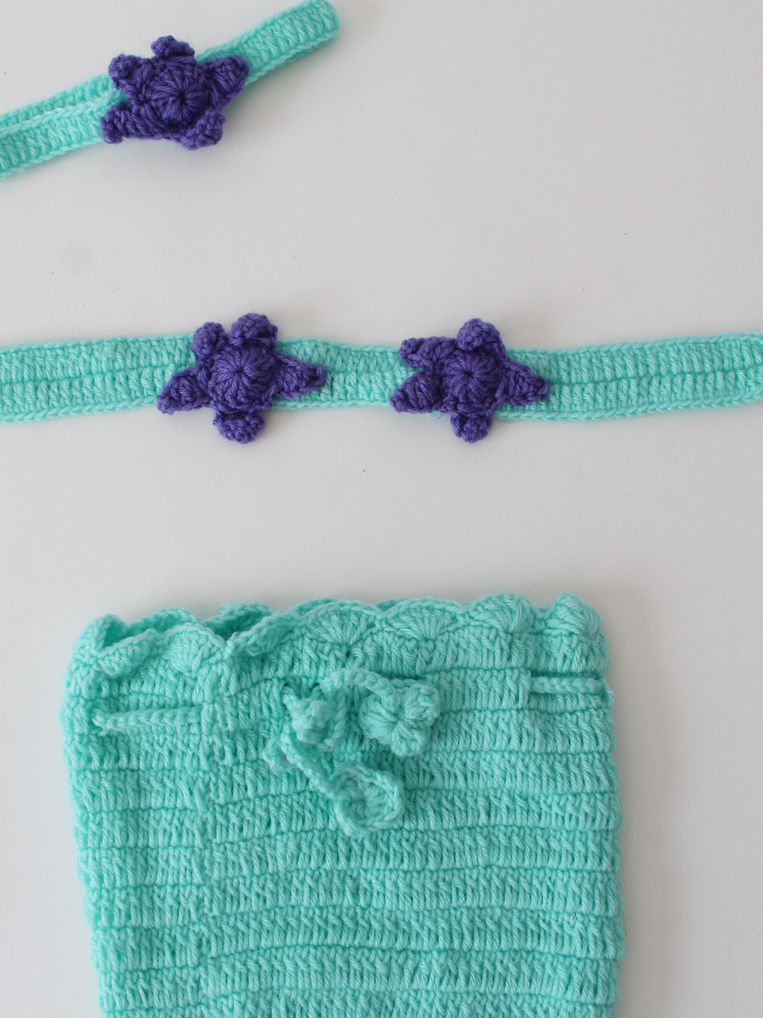 Infant Girls Tale Costume Mermaid Photography Prop Set - Green