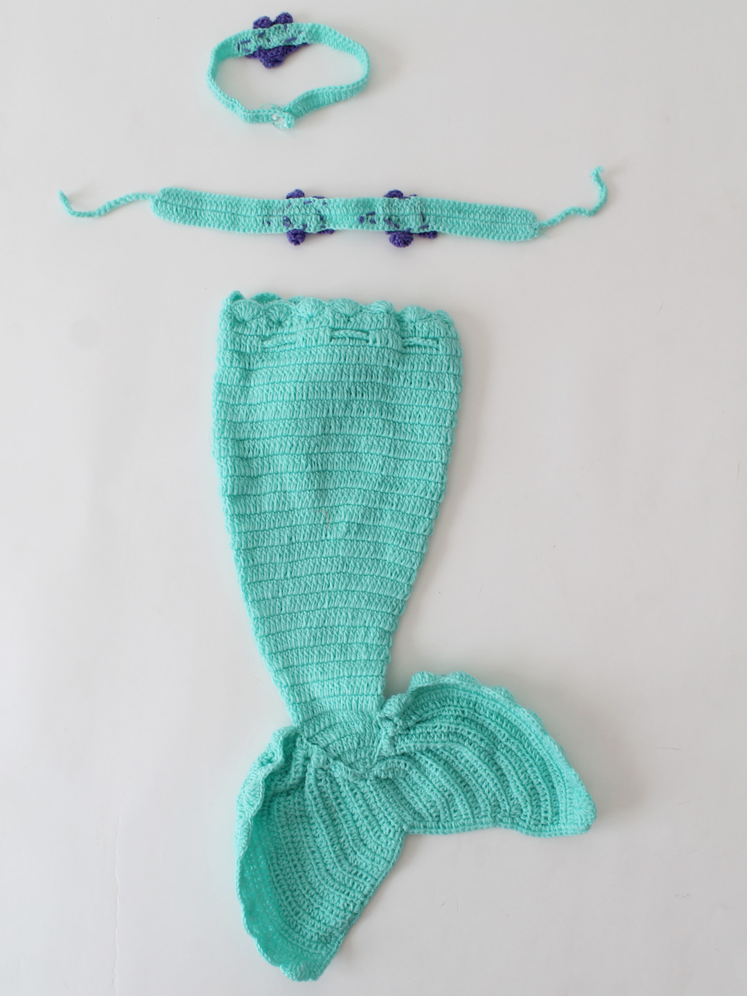 Infant Girls Tale Costume Mermaid Photography Prop Set - Green