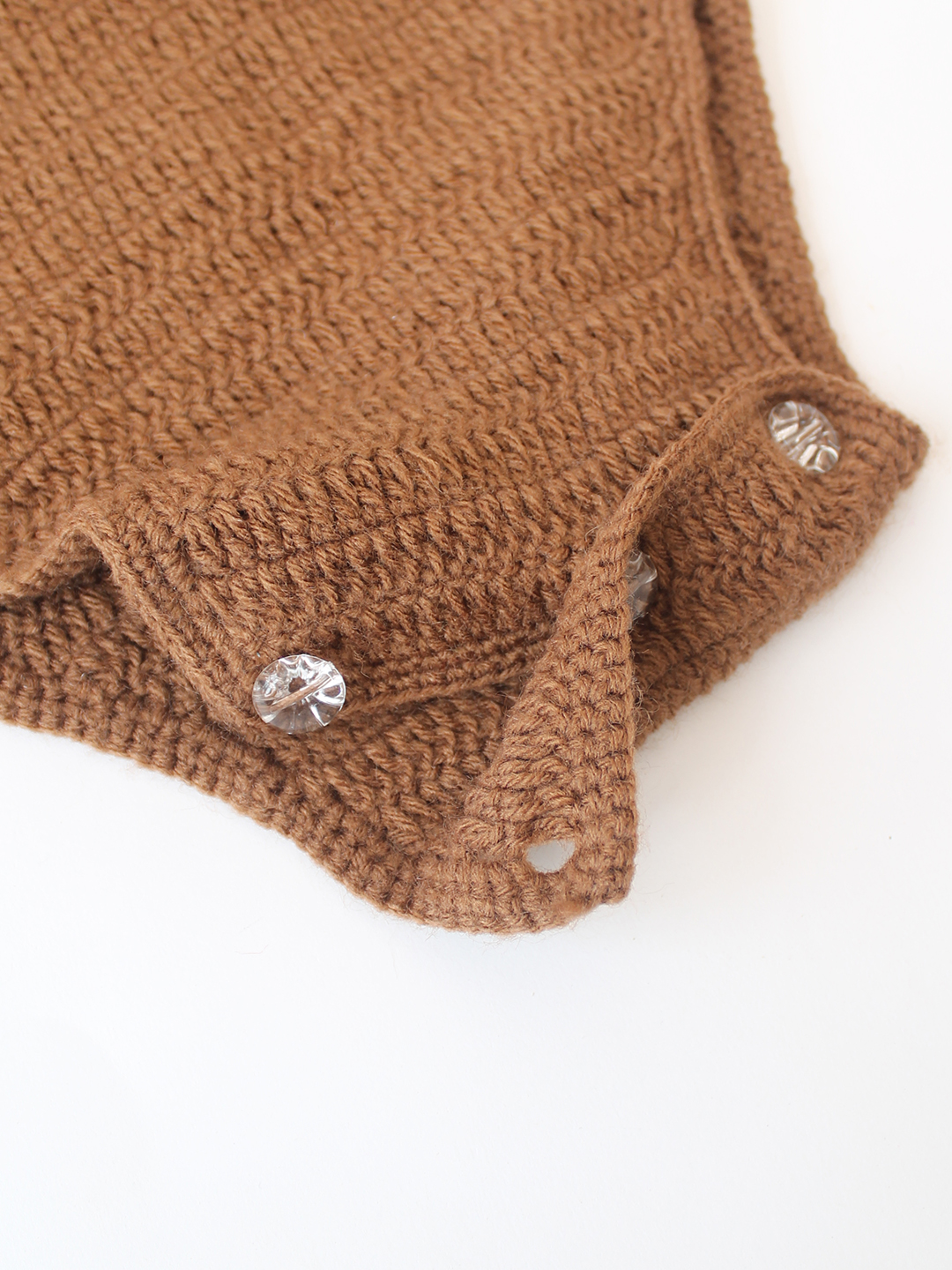 Woonie Crochet Baby Bear Romper - Brown