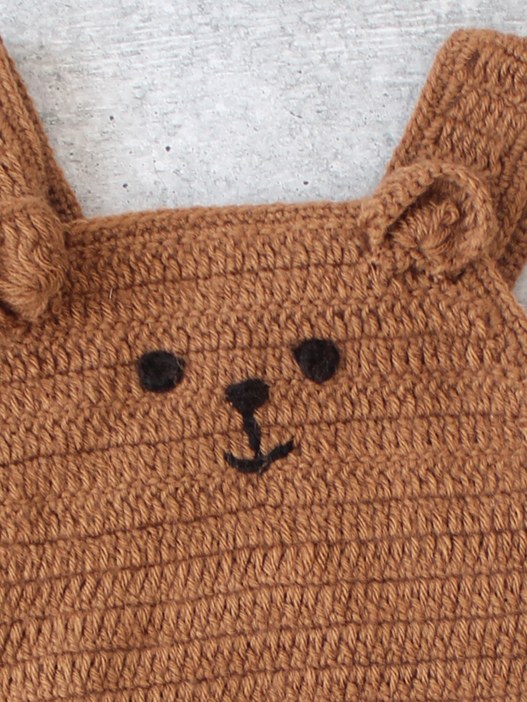 Woonie Crochet Baby Bear Romper - Brown