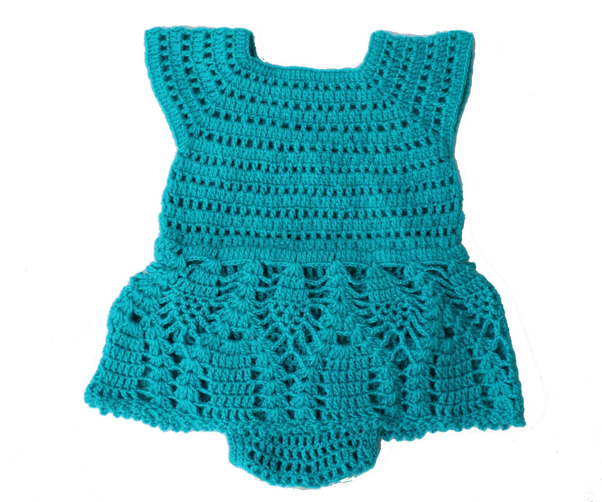 Woonie Handmade Green Frock Pattern Romper for Infants