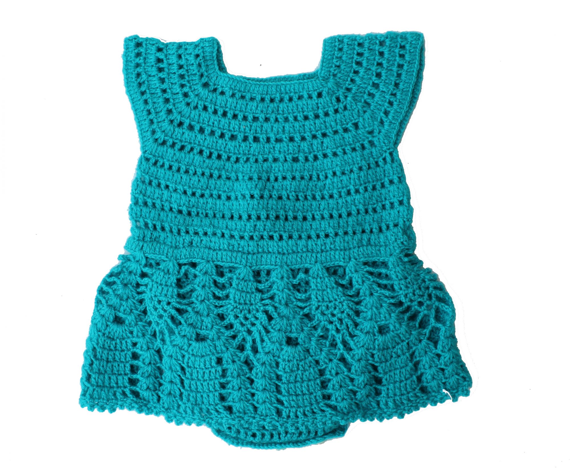 Woonie Handmade Green Frock Pattern Romper for Infants