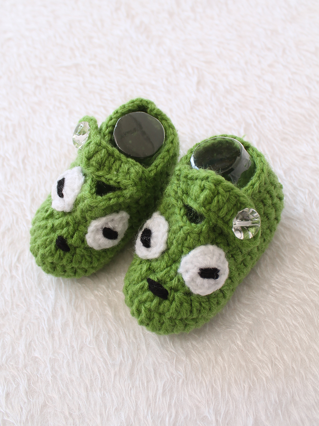 Woonie Crochet Frog Design Hooded Baby Soft Jumpsuit with Booties - Green