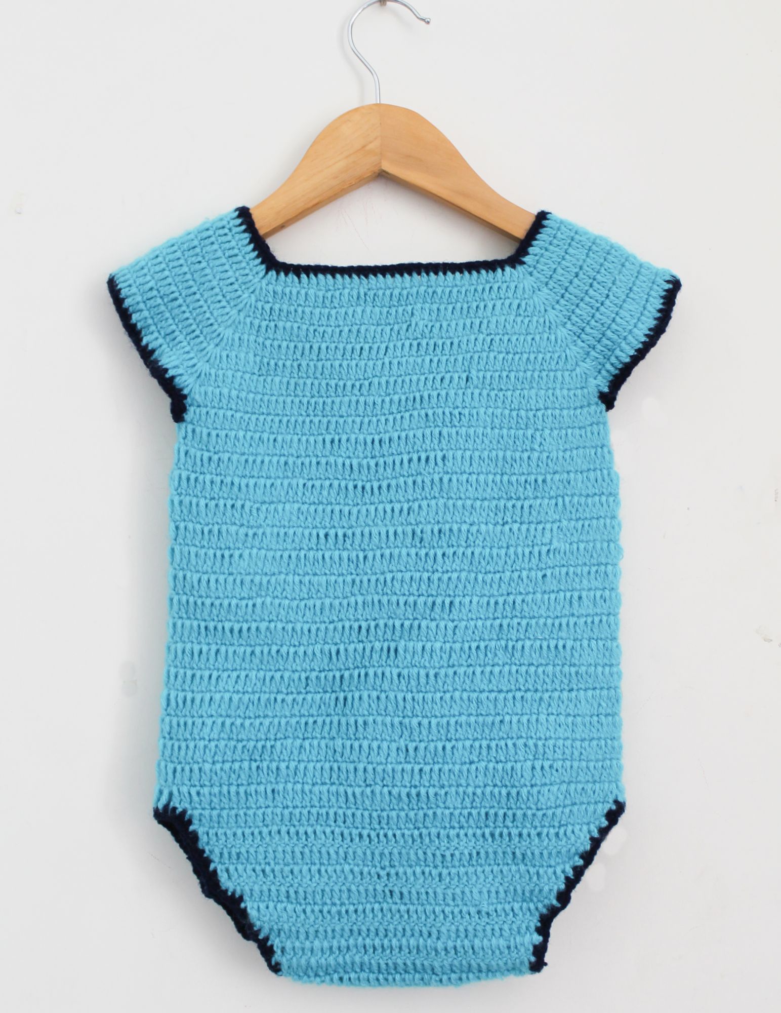Woonie Handmade Short Sleeves Balloon Patch Onesie With Cap - Blue