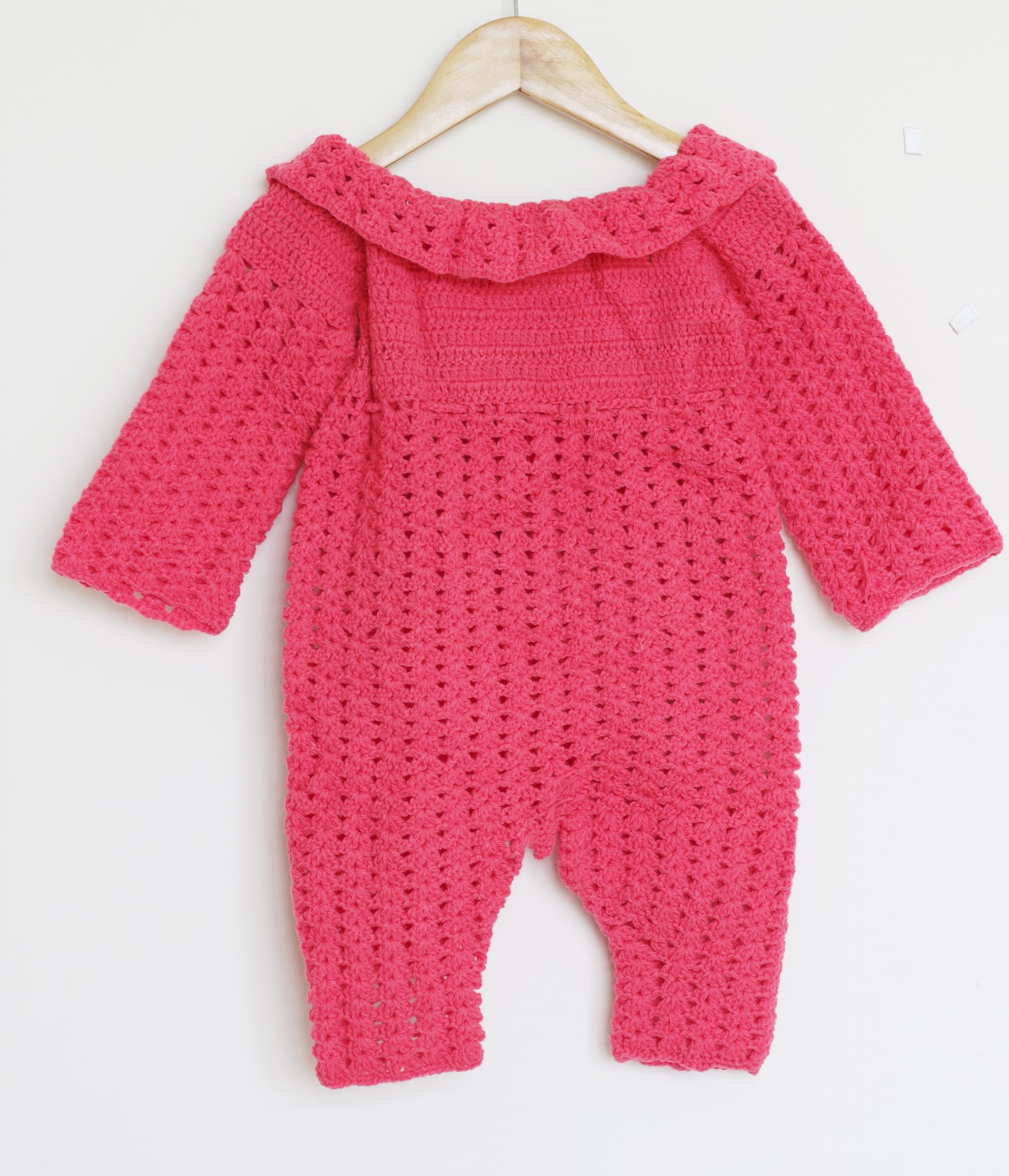 Woonie Handmade Full Sleeves Buttoned Romper - Pink