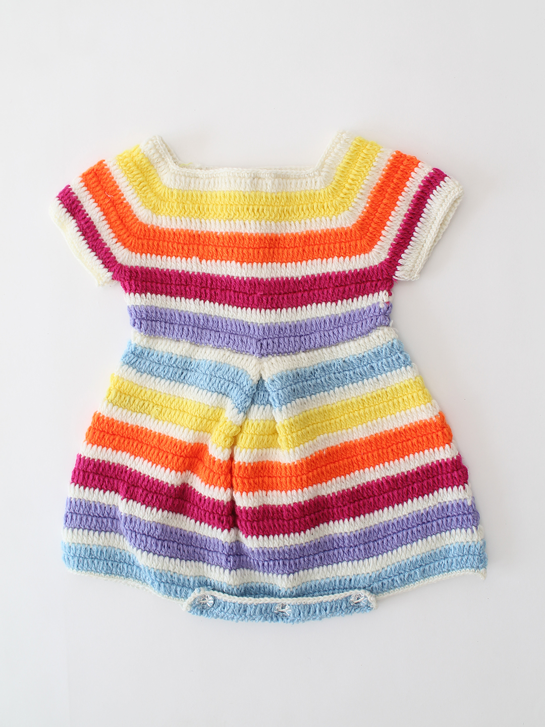 Woonie Crochet Striped Romper - Multicolored
