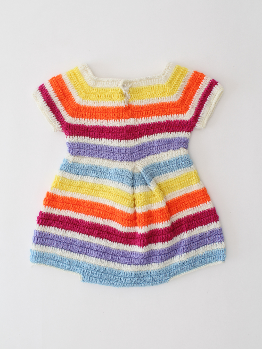 Woonie Crochet Striped Romper - Multicolored