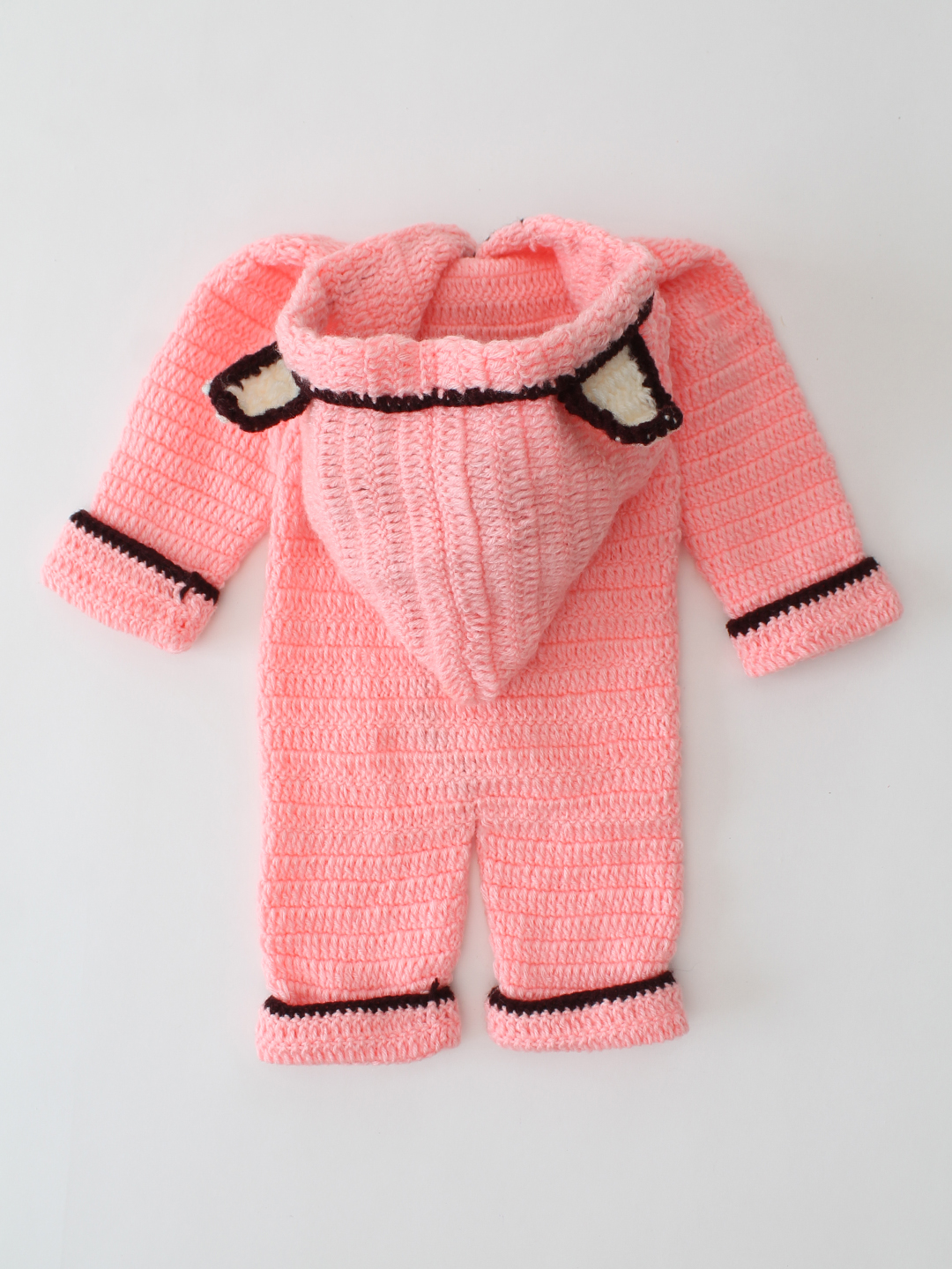 Woonie Crochet Self Design Jumpsuit - Peach