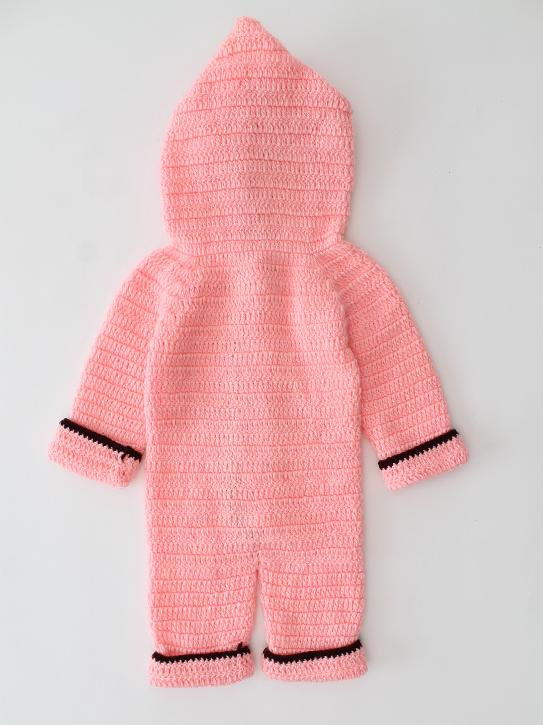 Woonie Crochet Self Design Jumpsuit - Peach