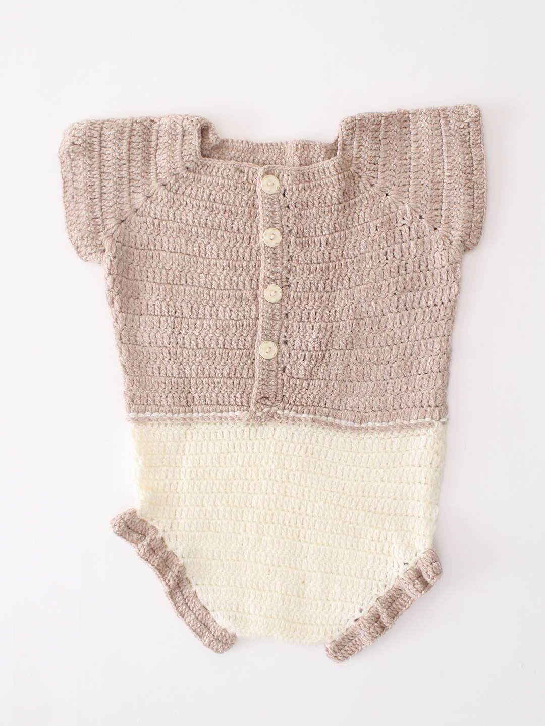 Woonie Crochet Frill Detailed Romper - Beige