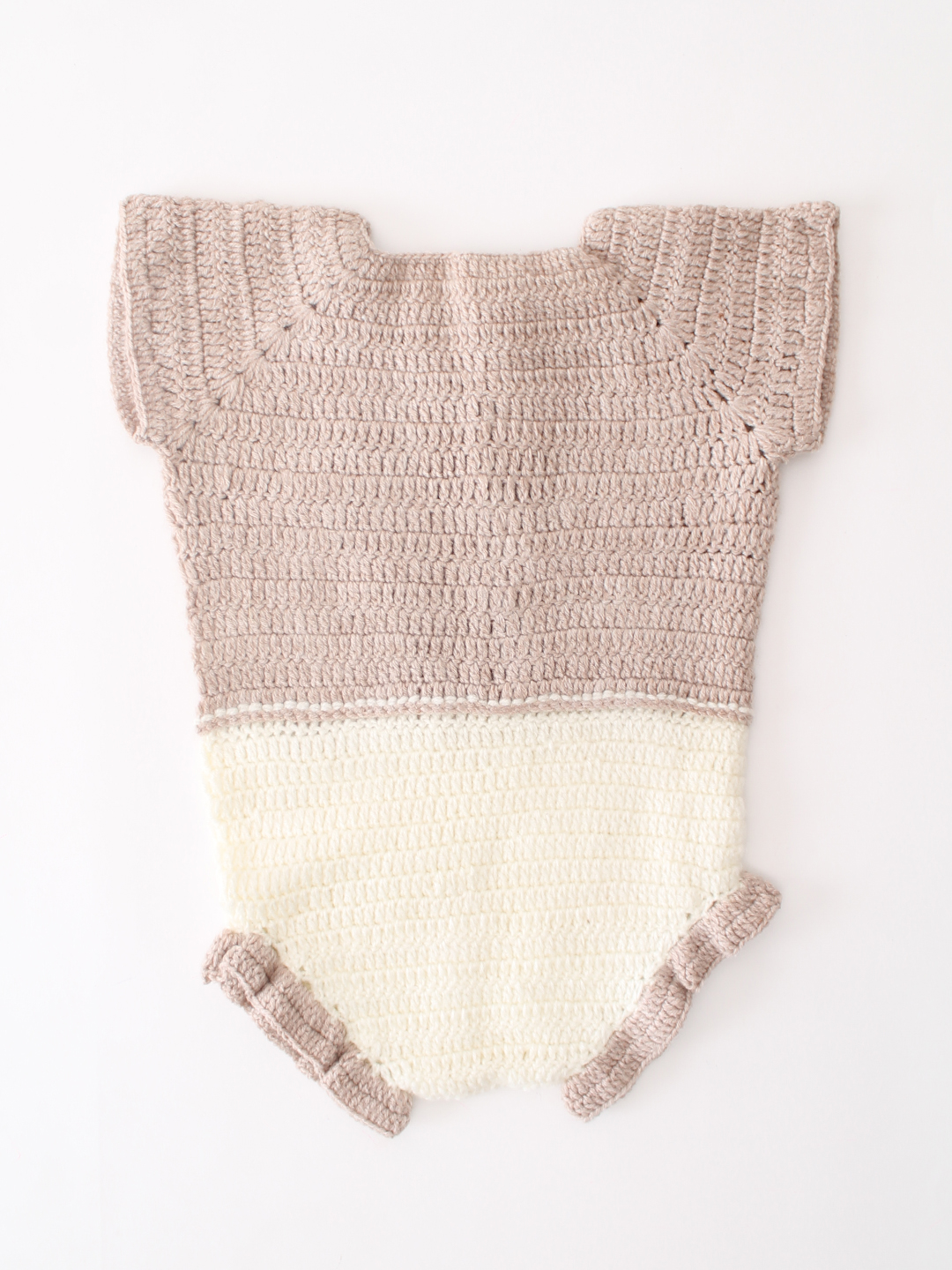 Woonie Crochet Frill Detailed Romper - Beige